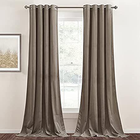 ☆直売直送☆ StangH Taupe Velvet Curtains - Room Darkening Solid