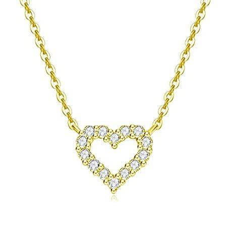 【メーカー直売】 Real 14K Solid Carleen Yellow O Love Tiny Small Diamond 0.15cttw Round Gold ネックレス、ペンダント