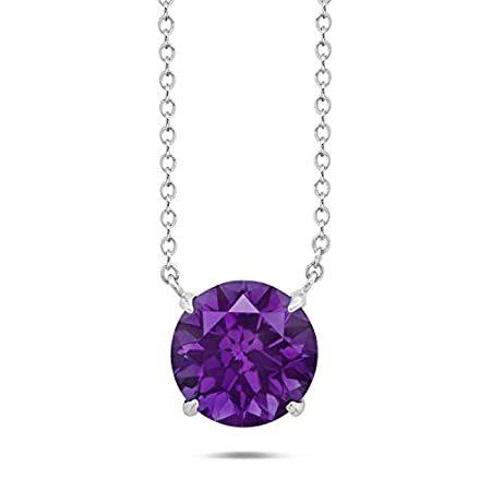 Nicole Miller Fine Jewelry - Sterling Silver with 8mm Round Cut Amethyst Neのサムネイル