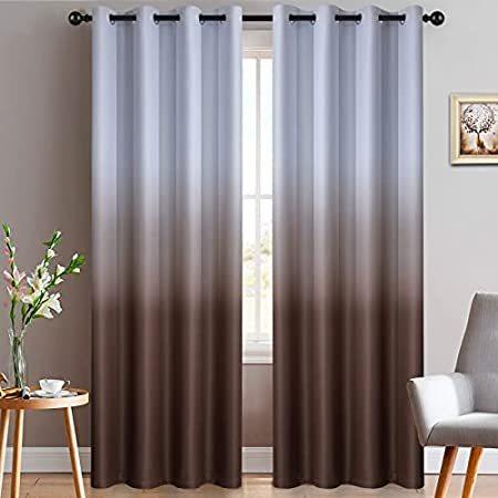 Yakamok Brown Thermal Insulated Grommet Window Drapes Gradient Color Ombre