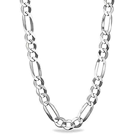 Savlano 925 Sterling Silver 7.5mm Italian Solid Figaro Link Chain Necklace