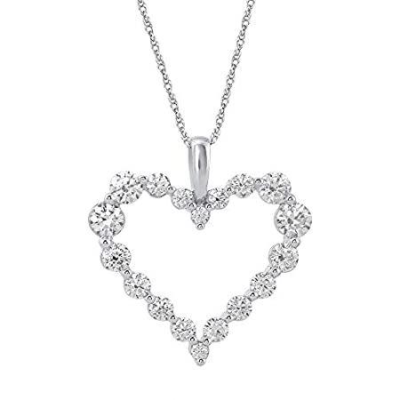 1 Carat (ctw) Diamond Heart Pendant Necklace in 14k White Gold (Silver Chai