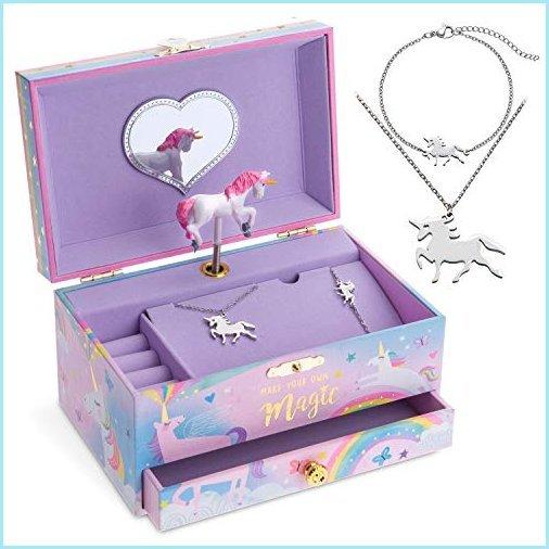 早期割引特典 新品Jewelkeeper Unicorn Music Box & Little Girls Jewelry Set - 3 Unicorn Gifts for Girls