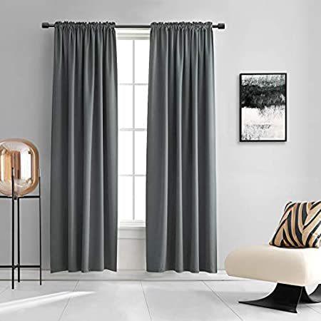 DONREN Medium Grey Blackout Curtains for Bedroom - Room Darkening Thermal I