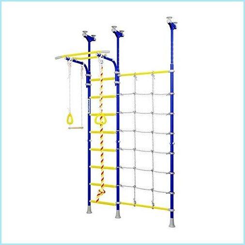 新品Indoor Kids Playground Play Set with Cargo Net/Blue Training Gym Sport Accessories Equipment: Rope Ladder, Rope and Gymnastic Rings/Su