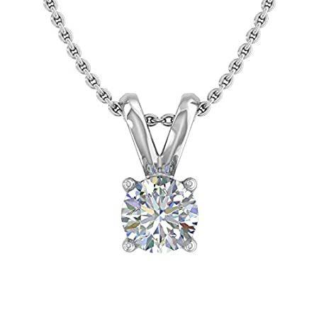 人気商品ランキング Pendant Diamond Solitaire Carat 0.30 Necklace Cha (Silver Gold White 10K in ネックレス、ペンダント