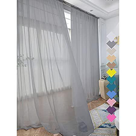 Window Gray Sheer Curtains 95 Inches Long 2 Panels Sheer Curtain Basic Rod