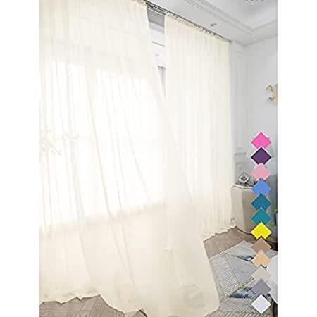Window Ivory Sheer Curtains 90 Inches Long 2 Panels Sheer Curtain Basic Rod