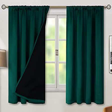 BGment Green 100% Blackout Curtains for Bedroom 63 Inches Long with Black L