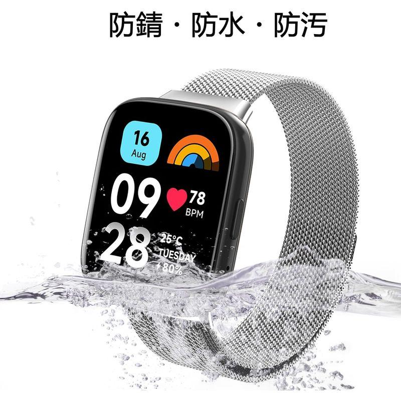 AiMaoo バンド Xiaomi Redmi Watch 3 Active 対応 交換バンド ステンレス鋼 磁気付き スポーツバンド マグ｜clearsky｜06