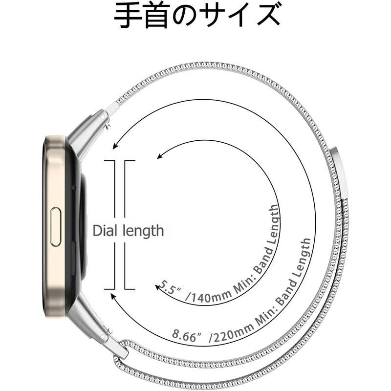 AiMaoo バンド Xiaomi Redmi Watch 3 Active 対応 交換バンド ステンレス鋼 磁気付き スポーツバンド マグ｜clearsky｜08