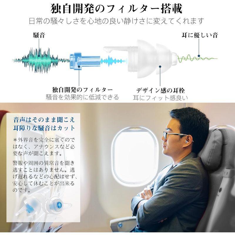 耳栓 飛行機 Quietide 飛行機用耳栓 気圧調整 耳せん 聴覚障害予防 イヤープラグ 飛行機 電車 睡眠 仕事 水洗い可能 繰り返し使｜clearsky｜02