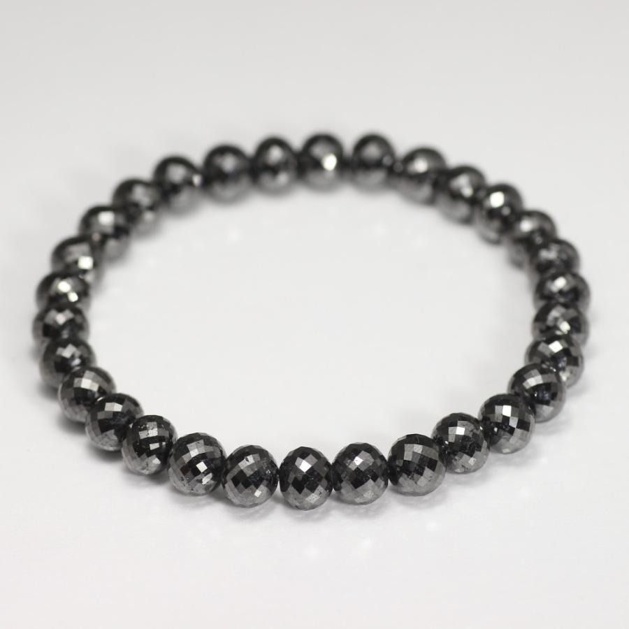 最高品質]ブラックダイヤモンドブレスレット（約6.5mm） 天然石 鉱物