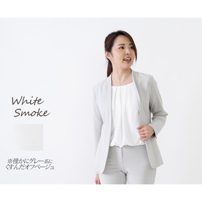 日本製」 ノーカラー ジャケット カラーレス 仕事 オフィス 卒業式