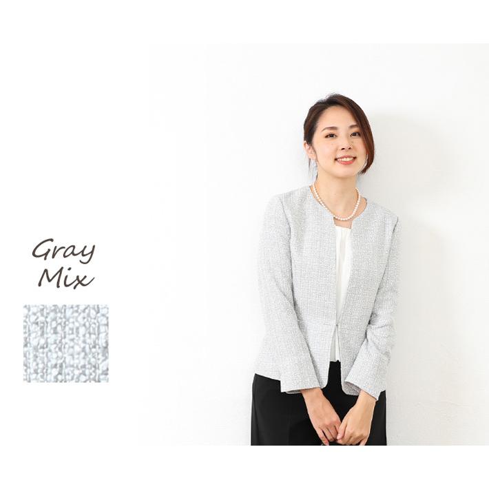 日本製」 ツイードジャケット レディース フォーマル ノーカラー 卒業