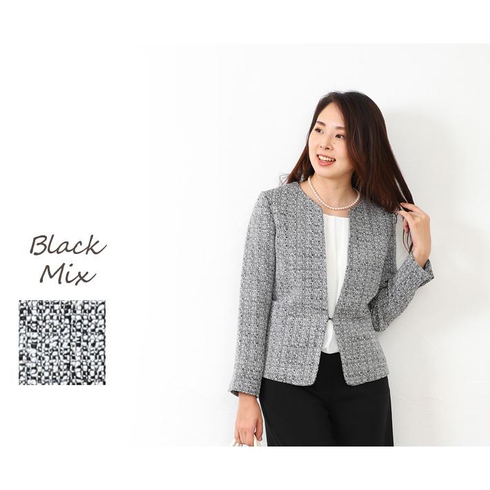 日本製」 ツイードジャケット レディース フォーマル ノーカラー 卒業