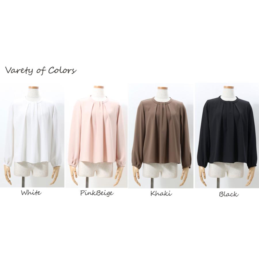 日本製」 ブラウス レディース とろみブラウス タック ボウタイ風