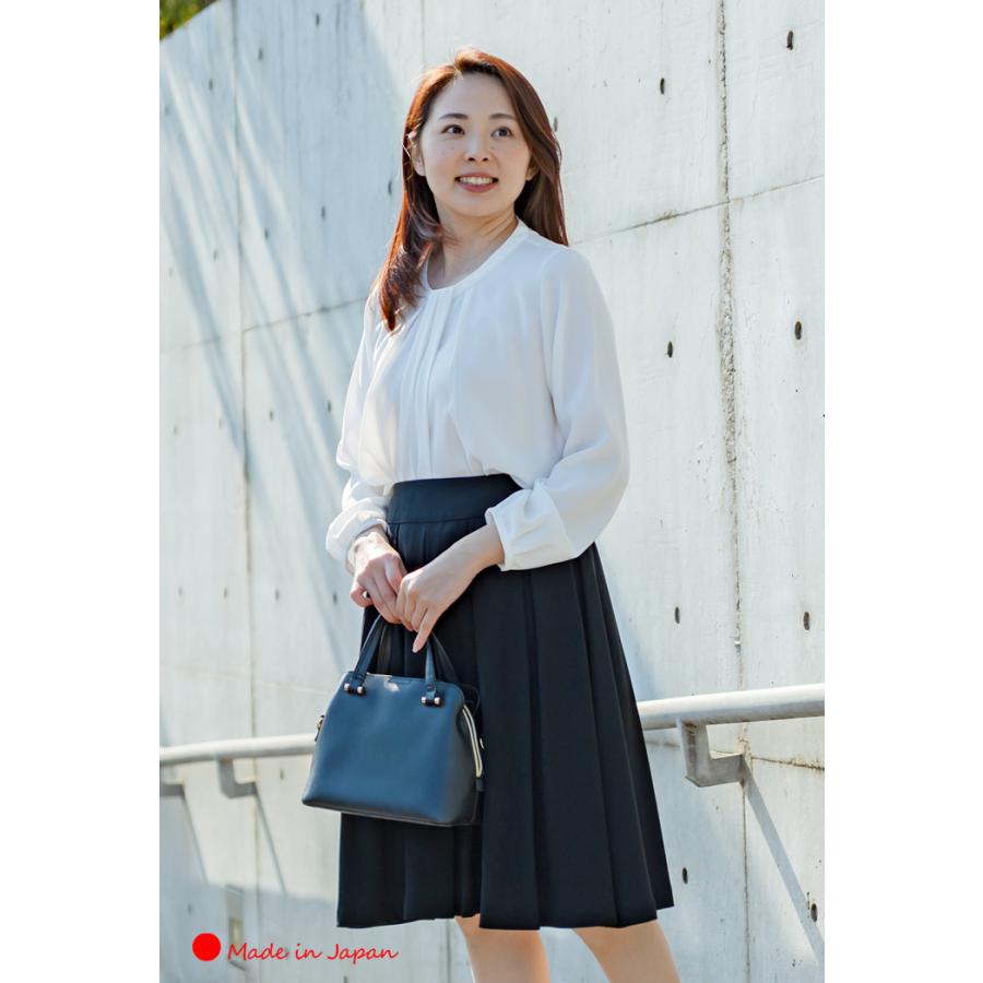 B*♡様 美品✨M-fil エムフィル ボウタイブラウス とろみ ゆったり トリ 日本製」 ブラウス レディース とろみブラウス タック ボウタイ風
