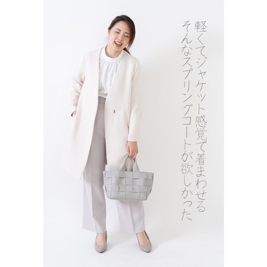 日本製」 無重力 コート スプリングコート レディース ノーカラー 軽い