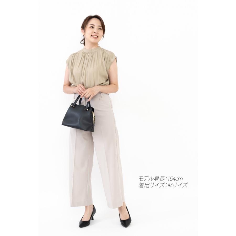 日本製」ブラウス レディース ギャザー ノースリーブ プチスリーブ