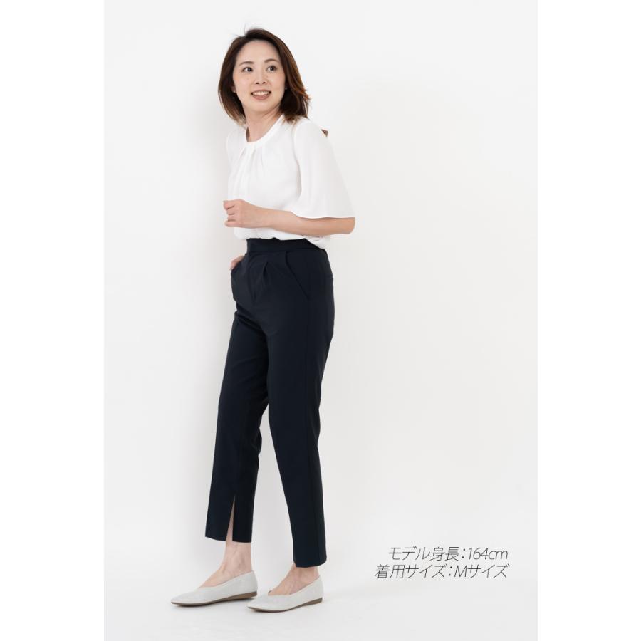 「日本製」 ブラウス レディース 半袖 夏 タック ボウタイ風 フォーマル きれいめ ブラックフォーマル 白 黒 演奏会 法事 法要 母 服装 顔合わせ |  | 07