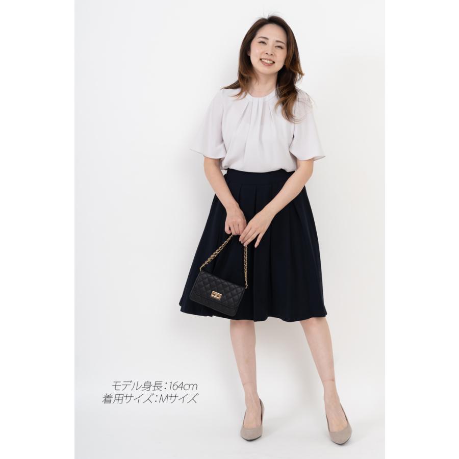 「日本製」 ブラウス レディース 半袖 夏 タック ボウタイ風 フォーマル きれいめ ブラックフォーマル 白 黒 演奏会 法事 法要 母 服装 顔合わせ |  | 08