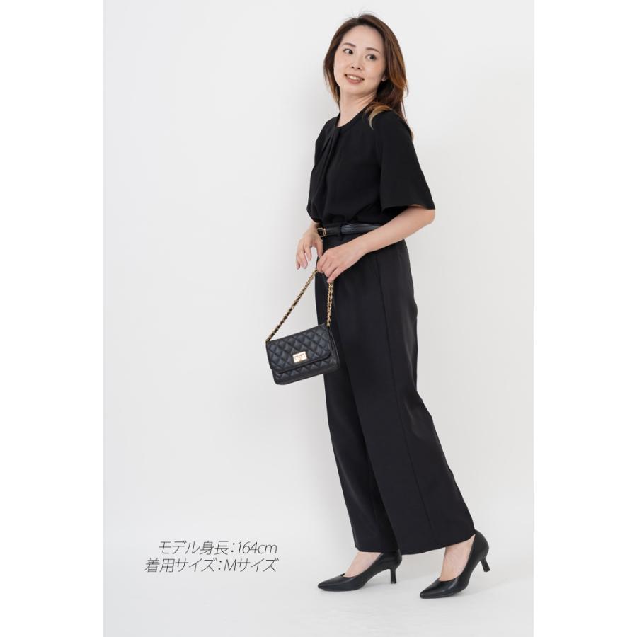 「日本製」 ブラウス レディース 半袖 夏 タック ボウタイ風 フォーマル きれいめ ブラックフォーマル 白 黒 演奏会 法事 法要 母 服装 顔合わせ |  | 12