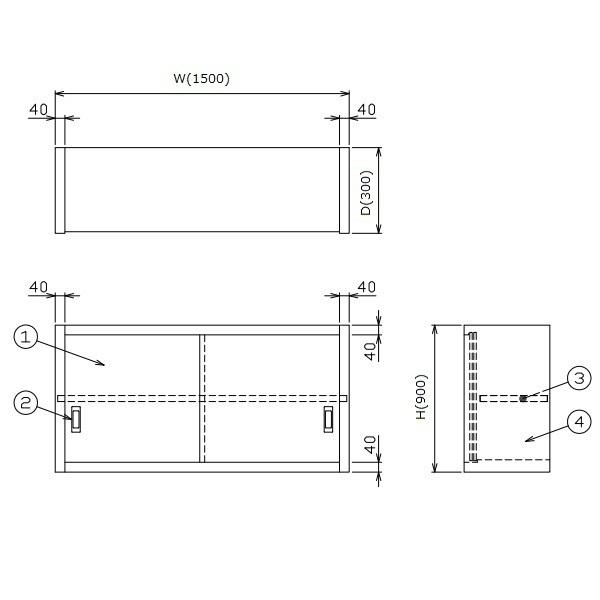 BCS9X-1530S　マルゼン　吊戸棚　SUS304　ステン戸