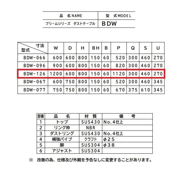 BDW-126　マルゼン　ダストテーブル