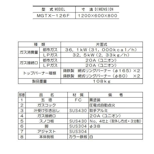 MGTX-126F　マルゼン　パワークック　ガステーブル　クリーブランド