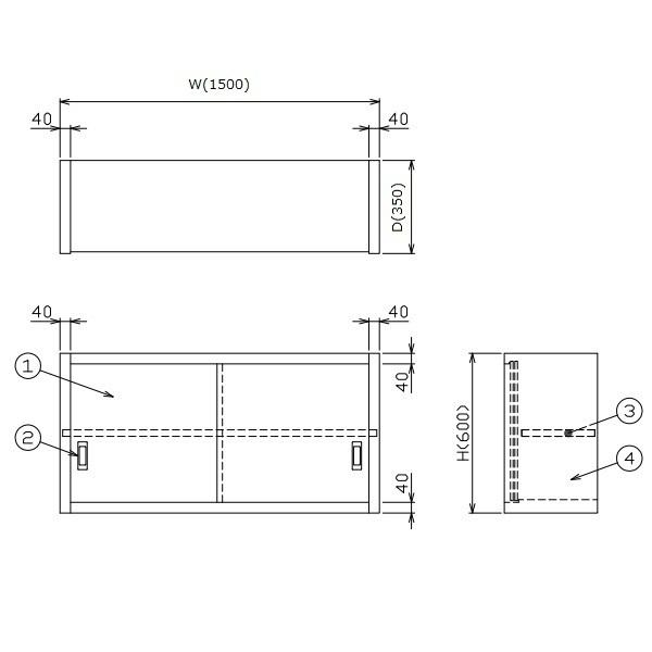 BCS6X-1535S　マルゼン　吊戸棚　SUS304　ステン戸