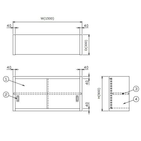 マルゼン（MARUZEN） BCS9X-1530S 吊戸棚 SUS304 ステン戸 : 厨房機器