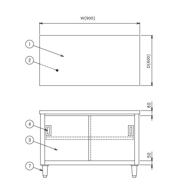 マルゼン BH-096N ステンレス台 作業台 引戸付作業台 厨房 調理台