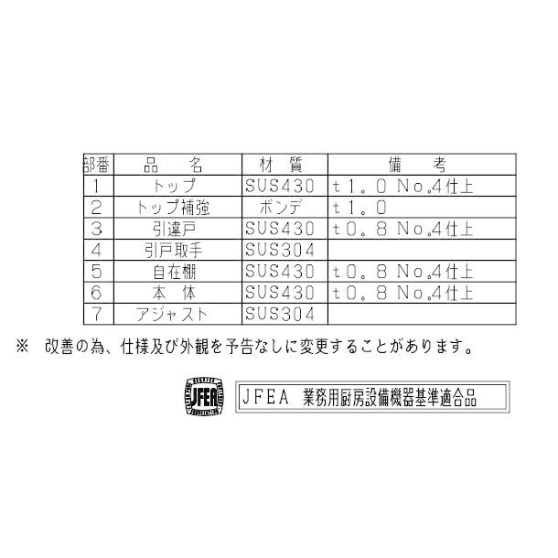 マルゼン(厨房機器) BH-154 マルゼン 調理台引戸付 バック マルゼン(厨房機器) BH-154 マルゼン 調理台引戸付 バック