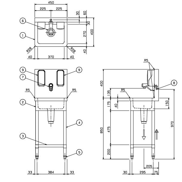 マルゼン(厨房機器) 自動手指洗浄消毒器 BSHD-044H マルゼン マルゼン(厨房機器) 自動手指洗浄消毒器 BSHD-044H マルゼン