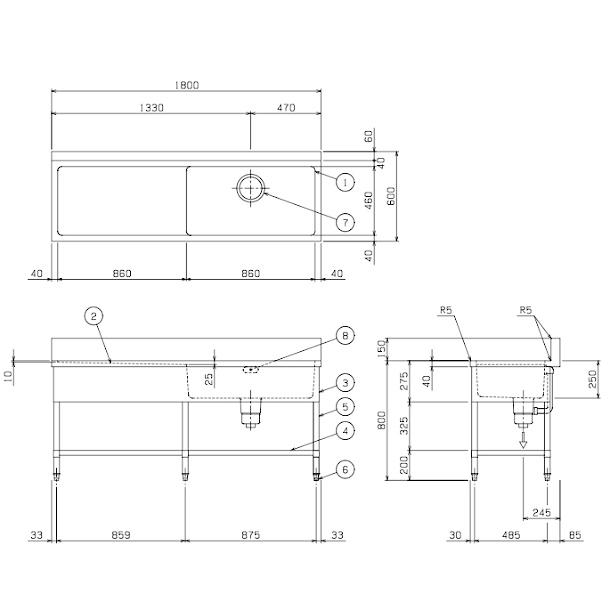 新登場! BSM2-186L マルゼン 水切付二槽シンク BG有 水切左 - 業務、産業用