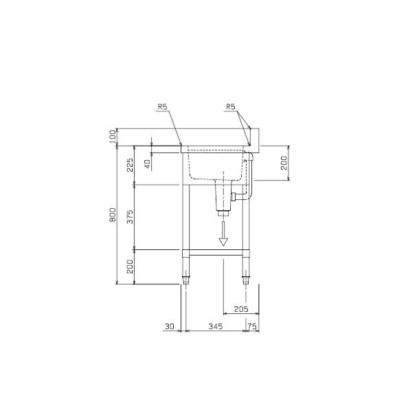 BSM2-124R マルゼン 水切付二槽シンク BG有 水切右 : bsm2-124r : 厨房