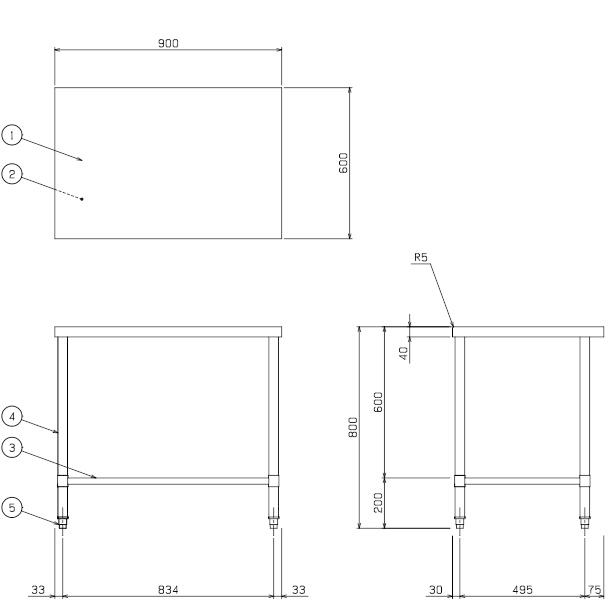 BW-T096N　マルゼン　作業台三方枠　BGなし