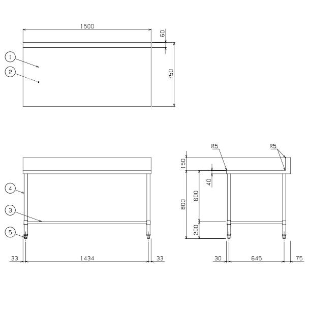 BW-T157　マルゼン　作業台三方枠　BGあり