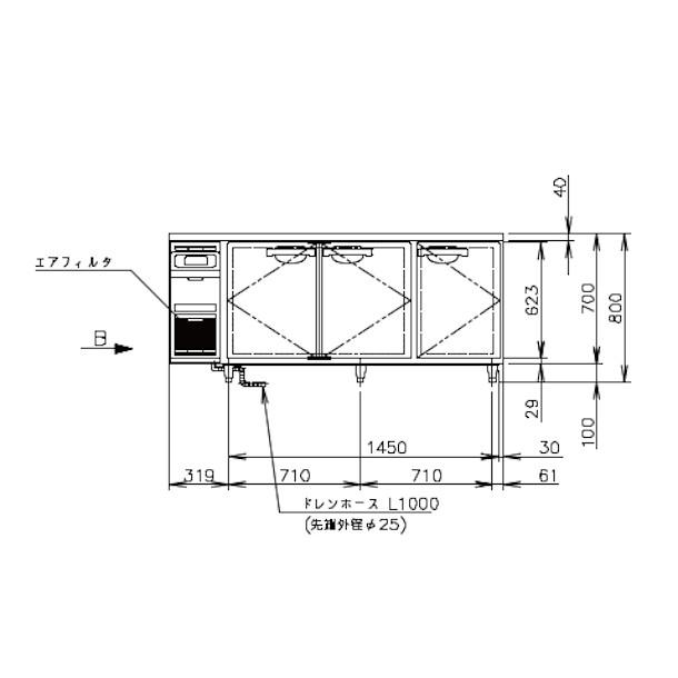 ホシザキ（HOSHIZAKI） テーブル形冷凍庫 FT-180SNG-1-ML ワイドスルー