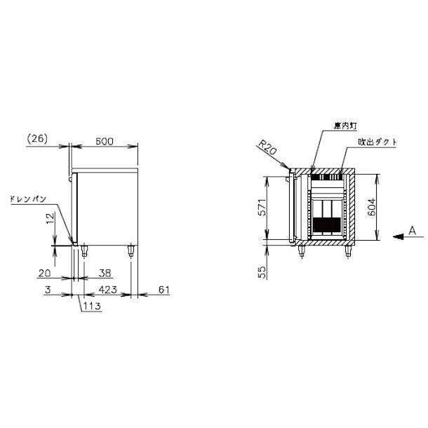 ホシザキ（HOSHIZAKI） テーブル形冷凍庫 FT-180SNG-1-ML ワイドスルー