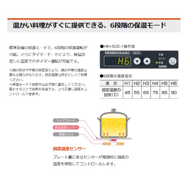 ホシザキ 据置き型IHクッキングヒーター HIH-55LE-1  ローレンジタイプ IHコンロ 電磁調理器　クリーブランド｜cleaveland｜06