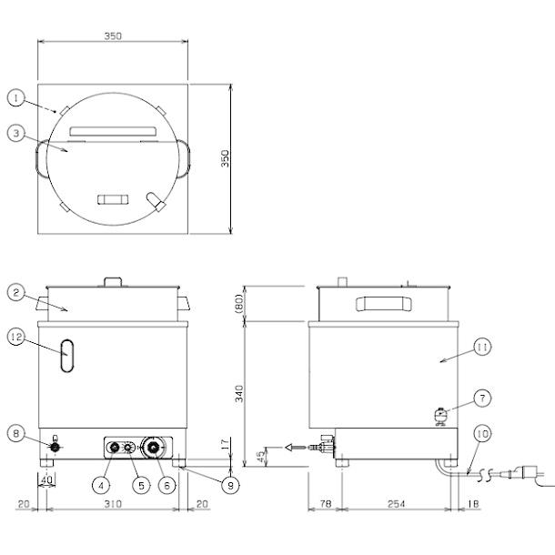 マルゼン(厨房機器) MEWS-350 電気卓上スープウォーマー マルゼン(厨房機器) MEWS-350 電気卓上スープウォーマー