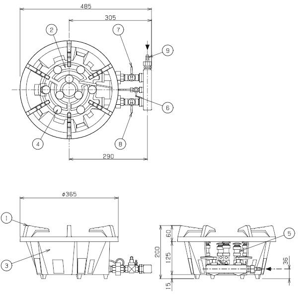 マルゼン（MARUZEN） MG-9JHB 鋳物コンロ 平五徳 《スーパージャンボ
