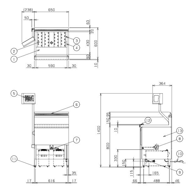 【のーる】専用マルゼン　フライヤー【フルセット品】 マルゼン（MARUZEN） MGF-CD27BL デリカ向け涼厨ガスフライヤー 標準