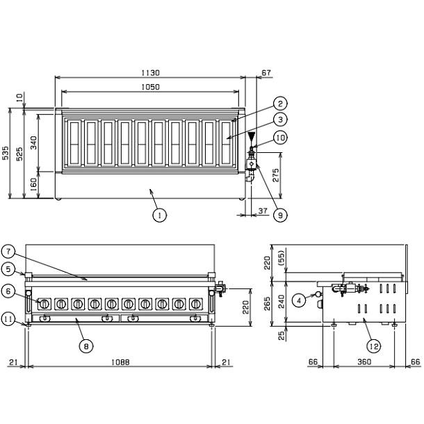 ★動作確認済み MGKS-310　マルゼン　下火式焼物器　《炭焼き》　赤外線バーナータイプ　汎用型　クリーブランド 【V1837296578】(64421円)