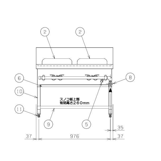 MRS-112E　（旧型番：MRS-112C）　マルゼン　中華レンジ　スタンダードタイプ　2口　外管式　<炒め/炒め>　クリーブランド｜cleaveland｜05