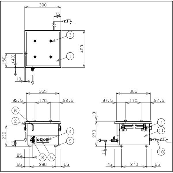 マルゼン（MARUZEN） MUSE-044T4 電気卓上蒸し器 1Φ100V 吹出口×4