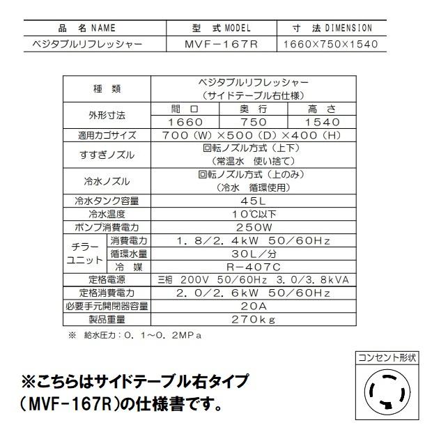 マルゼン（MARUZEN） ベジタブルリフレッシャー MVF-167L 3Φ200V