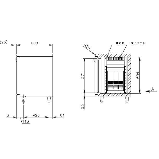 RT-150SNG-ML (新型番：RT-150SNG-1-ML) ホシザキ テーブル形冷蔵庫